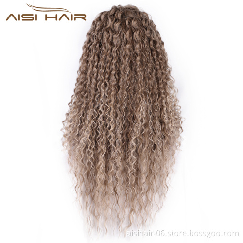 Ombre Blonde Wig Deep Dark Root Wig Long Wavy Kinky Curly Wave Front Lace Hair Wigs For Women